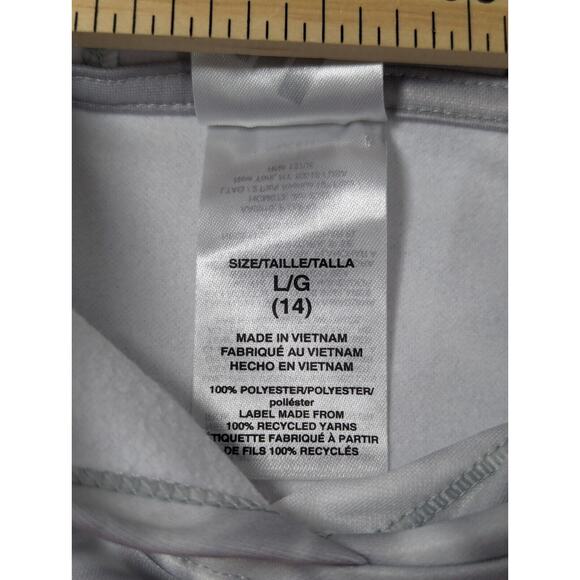 Adidas Girls Fleeced Hoodie Kids Big Logo Sweatshirt Gray Casual Pullover Size L - Picture 5 of 9